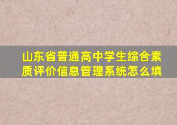 山东省普通高中学生综合素质评价信息管理系统怎么填