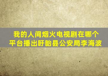 我的人间烟火电视剧在哪个平台播出盱眙县公安局李海波