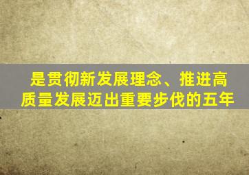 是贯彻新发展理念、推进高质量发展迈出重要步伐的五年