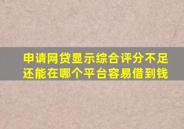 申请网贷显示综合评分不足还能在哪个平台容易借到钱