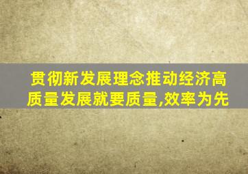 贯彻新发展理念推动经济高质量发展就要质量,效率为先