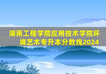 湖南工程学院应用技术学院环境艺术专升本分数线2024