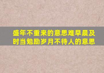 盛年不重来的意思难早晨及时当勉励岁月不待人的意思