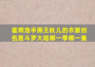 霍雨浩手撕王秋儿的衣服创伤是斗罗大陆哪一季哪一集